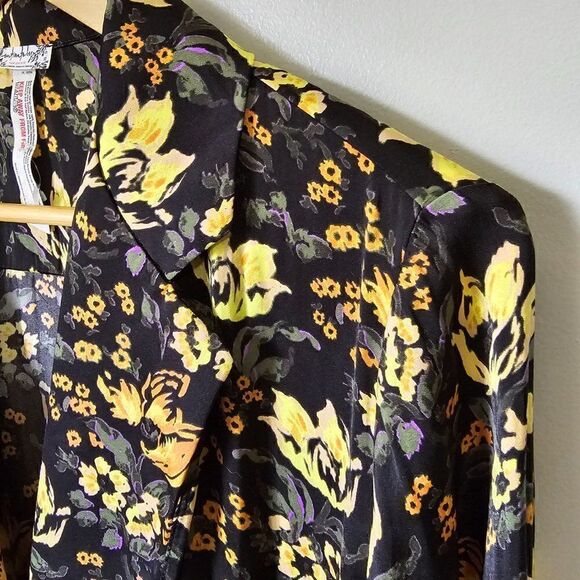 NWOT FREE PEOPLE FLORAL DEEP V SURPLICE LONG SLEEVES BODYSUIT TOP SIZE XS - Picture 9 of 14